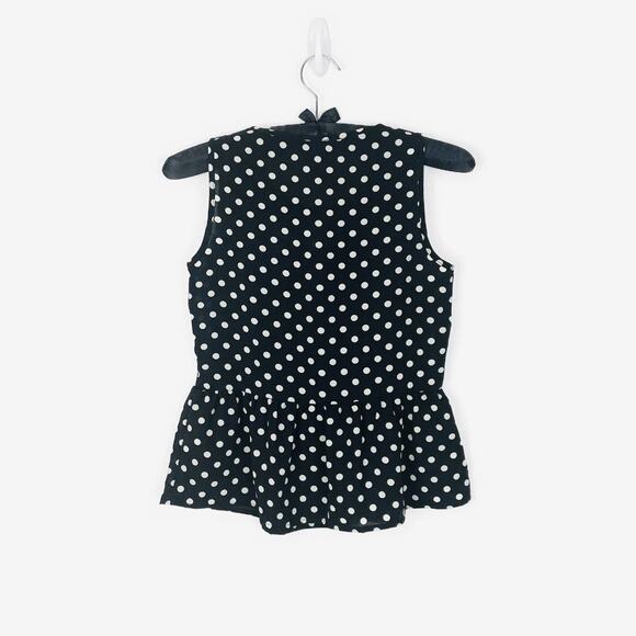 Como Vintage Polka Dot Top Size S Black White Peplum Retro Classic Summer - Picture 4 of 14